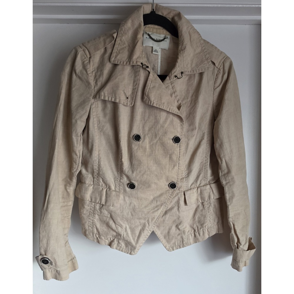 Banana Republic Linen Cotton Jacket Women S Beige Solid Collared Safari